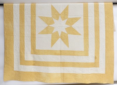 Lot 2064 - Late 19th Century Yellow and White Patchwork...