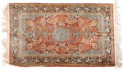 Lot 604 - Modern Hand-Knotted Silk Oriental Rug The...