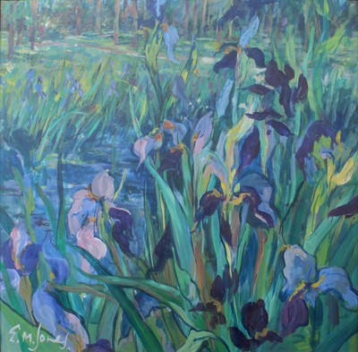 Lot 1137 - Mike Jones (20th Century) "Iris by the stream"...