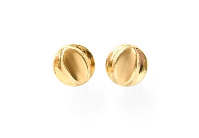 Lot 376 - A Pair of 18 Carat Gold Earrings, with post...