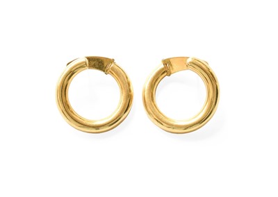 Lot 377 - A Pair of Hoop Earrings, stamped '750',...