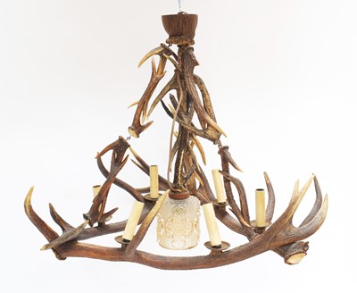 Lot 1362 - Antler Furniture: An Antler Mounted Chandelier,...