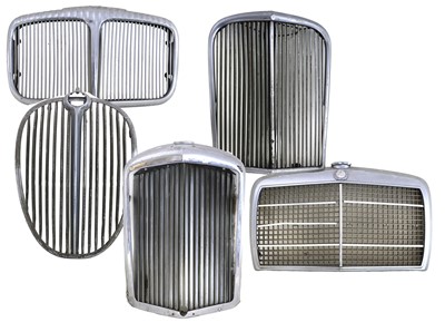 Lot Five Chromed Metal Car Grilles, to include a...