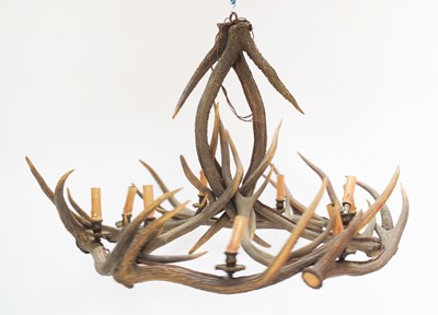 Lot 1363 - Antler Furniture: A Deer Antler Mounted...