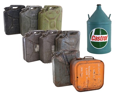 Lot Seven Vintage British Army-Type Jerry Cans A...
