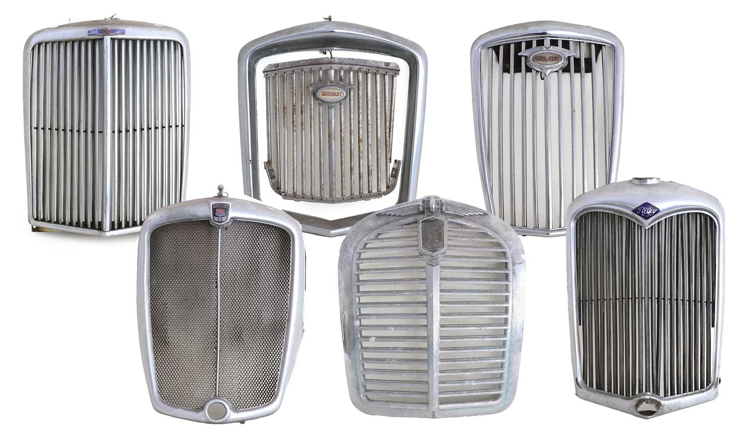 Lot 523 - Six Chromed Car Radiator Grilles, to include: