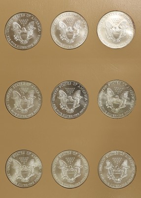 Lot 146 - 24x USA 1oz Fine Silver Dollars, 1986-2009...