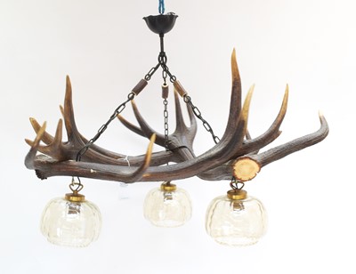 Lot 1140 - Antler Furniture: Antler Mounted Chandelier,...