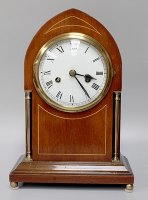 Lot 1331 - An Inlaid Lancet-Form Striking Mantel Clock,...