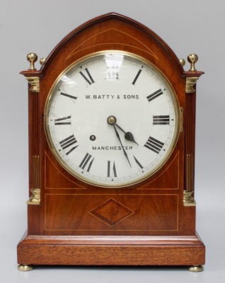 Lot 1476 - A Mahogany Lancet Form Striking Mantel Clock,...