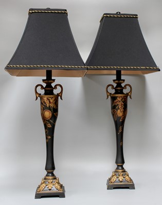 Lot 1501 - A Pair of Reproduction Ebonised and...