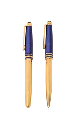 Lot 2268 - Two Montblanc Ramses II Silver-Gilt, Gilt-Metal and Lapis Lazuli Ballpoint-Pens