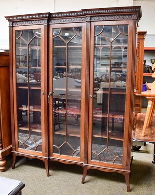 Lot 1394 - A Large Edwardian Mahogany Breakfront Bookcase,...