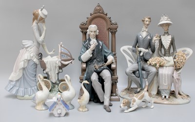 Lot 168 - Lladro Porcelain, including "Lovers on a Bench"...
