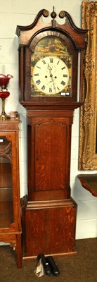 Lot 1255 - An Oak and Mahogany Eight Day Longcase Clock,...