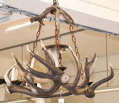 Lot 1128 - Antler Furniture: Antler Mounted Chandelier,...