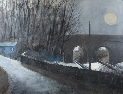 Lot 1106 - Tom Durkin (1928-1990) Viaduct in the snow...