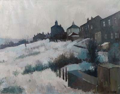 Lot 1107 - Tom Durkin (1928-1990) Houses in the snow...