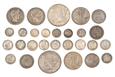 Lot 133 - Mixed USA Silver Coinage, 28 coins to include;...