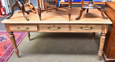 Lot 1391 - A Victorian Pine Three Drawer Kitchen Table,...