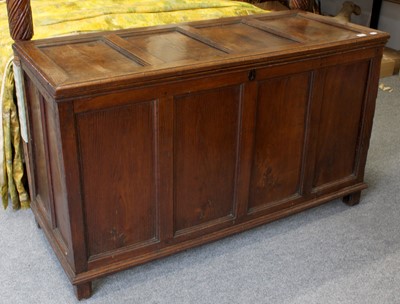 Lot 1459 - An 18th Century Oak Four Panel Coffer, 145cm...