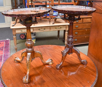 Lot 1509 - Two Reproduction Mahogany Tripod Tables, in...