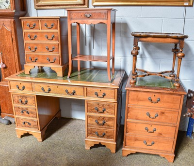 Lot 1437 - A Mahogany Twin Pedestal Desk, with leather...