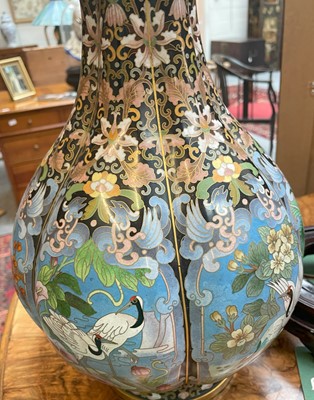 Lot 136 - A Pari of Chinese Cloisonne Vases, 20th...