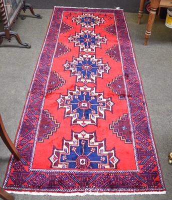 Lot 1287 - Baluch Rug, the blood red field with a column...