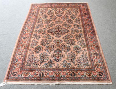 Lot 1293 - Saroukh Rug, the coral pink field of...