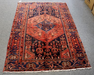 Lot 1300 - Hamadan Rug, the midnight blue field of...