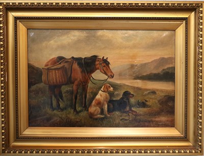 Lot 1090 - Charles Dudley (1826-1909) Pony and dogs with...