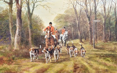 Lot 1187 - B. Collins (20th Century) Huntsman leading...