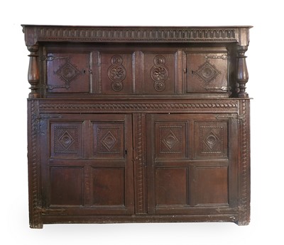 Lot 276 - A Late 17th Century Joined Oak Court Cupboard,...