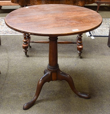 Lot 1400 - A George III Oak Tripod Table, revolving on a...