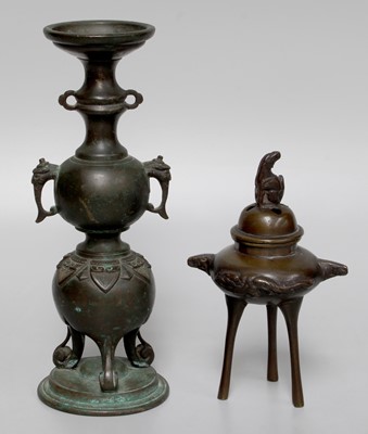 Lot 98 - A Chinese Bronze Tripod Censer, with pierced...
