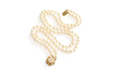 Lot 30 - A Double Row Cultured Pearl Necklace, knotted...