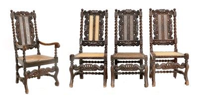 Lot 243 - A Set of Four (3+1) William & Mary Carved...