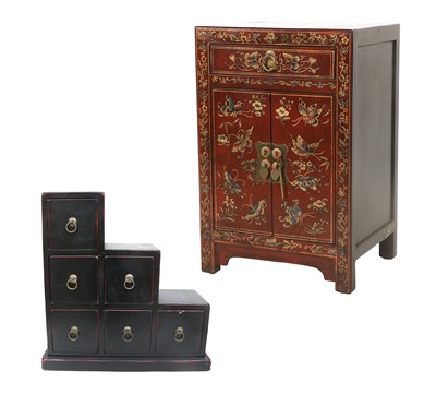 Lot 114 - A Set of Chinese Black and Red Lacquer Drawers,...