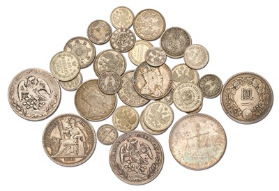 Lot 141 - Mixed World Silver Coins; 33 coins in total,...