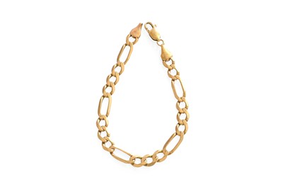 Lot 58 - A 9 Carat Gold Figaro Link Bracelet, length 19....