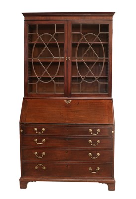 Lot 747 - A George III Mahogany Bureau Bookcase, late...