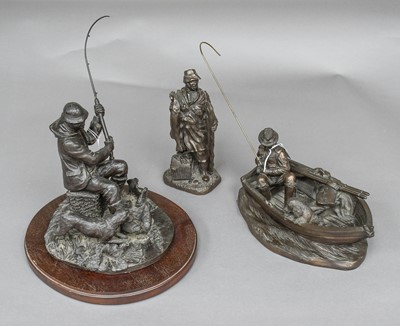 Lot 3081 - A Group of Three Cast Fishing Sculptures