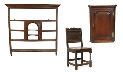 Lot 182 - A George II Oak and Mahogany-Crossbanded Delft...