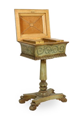 Lot 110 - A Regency-Style Green and Parcel-Gilt Painted...