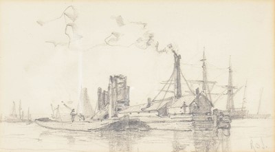 Lot 1208 - Robert Bagge-Scott (1849-1925) Sketch of boats...