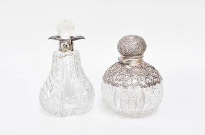 Lot 5 - Two Silver-Mounted Cut-Glass Scent-Bottles,...