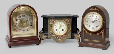 Lot 206 - A Seth Thomas Striking Mantel Clock, a Chiming...