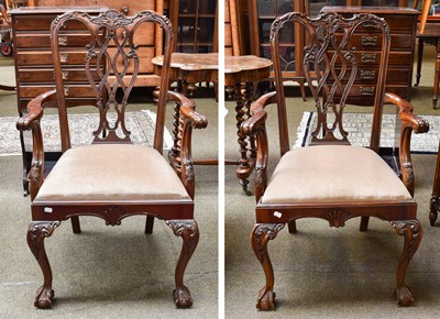 Lot 1511 - A Set of Four Reproduction Mahogany Ribband...