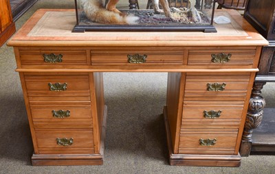 Lot 1421 - A Late Victorian Satinwood Twin Pedestal Desk,...